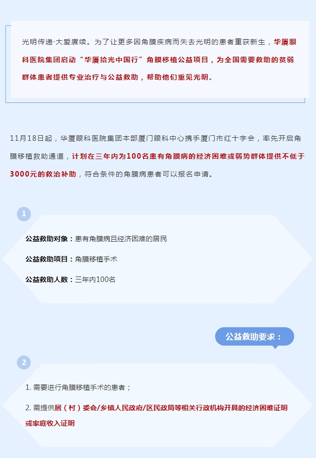 光明传递·大爱赓续 | 太阳成tyc7111cc拾光中国行角膜移植公益救助项目厦门站启动